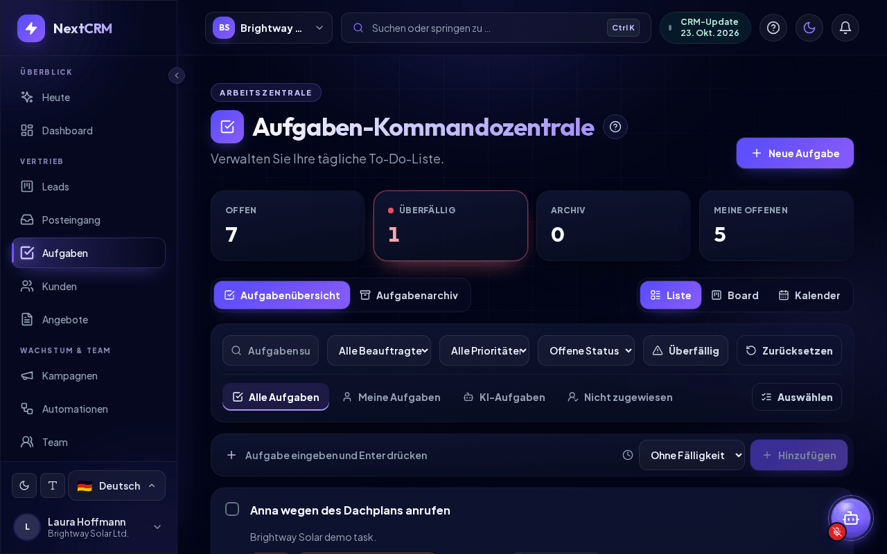 Aufgaben-Kommandozentrale