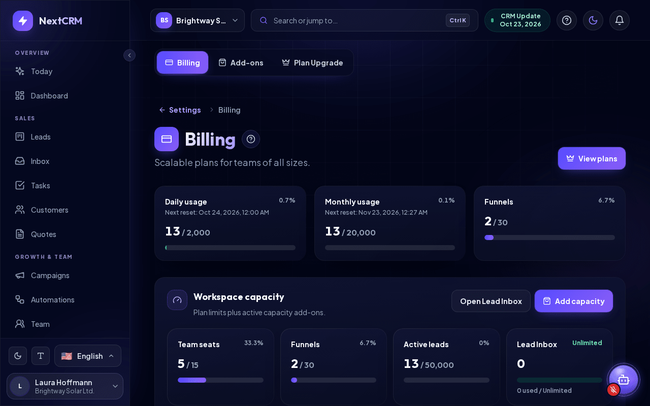 The Billing page