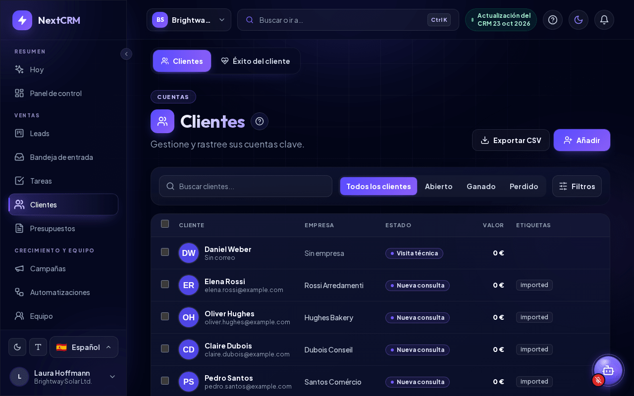 Lista de clientes