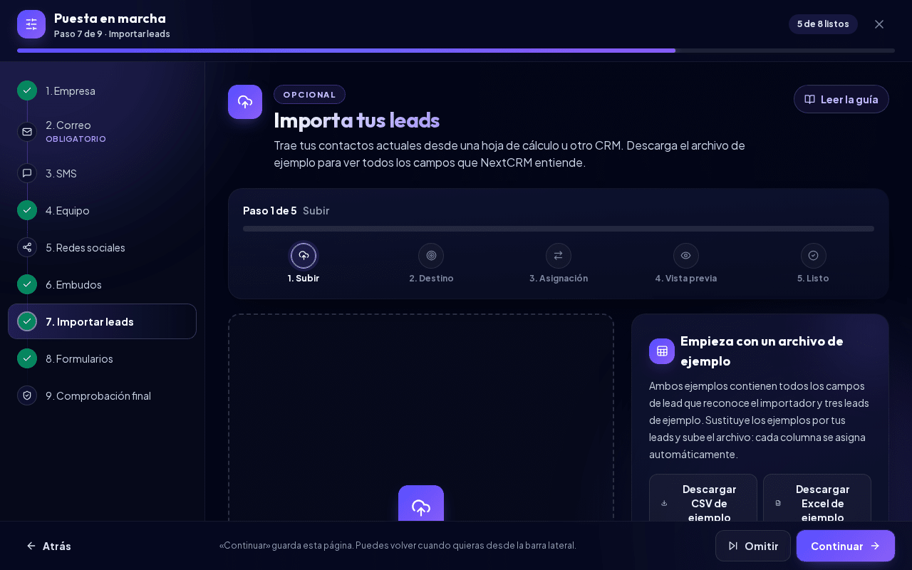 Asistente Importar leads