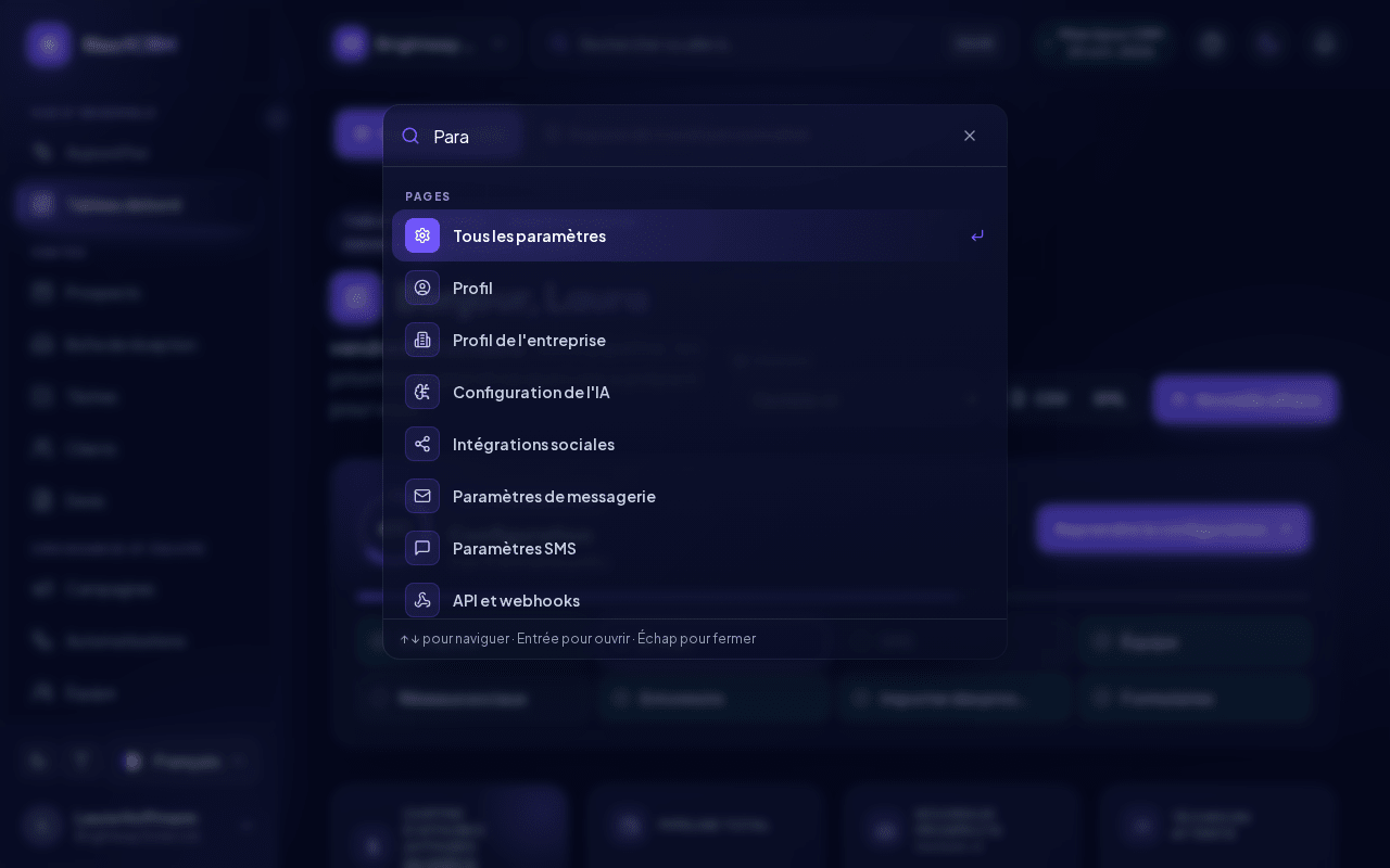 La navigation rapide avec les pages et les actions pour le texte saisi