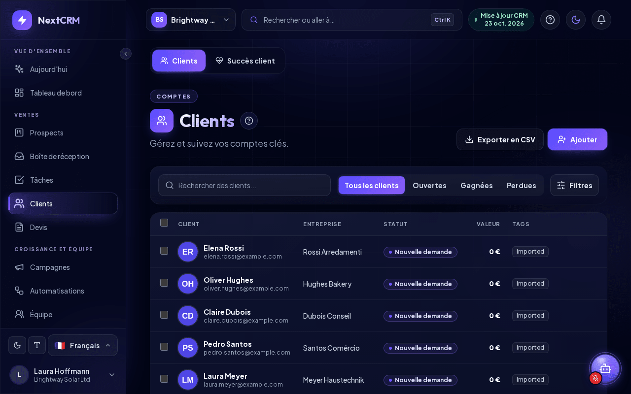 Liste des clients