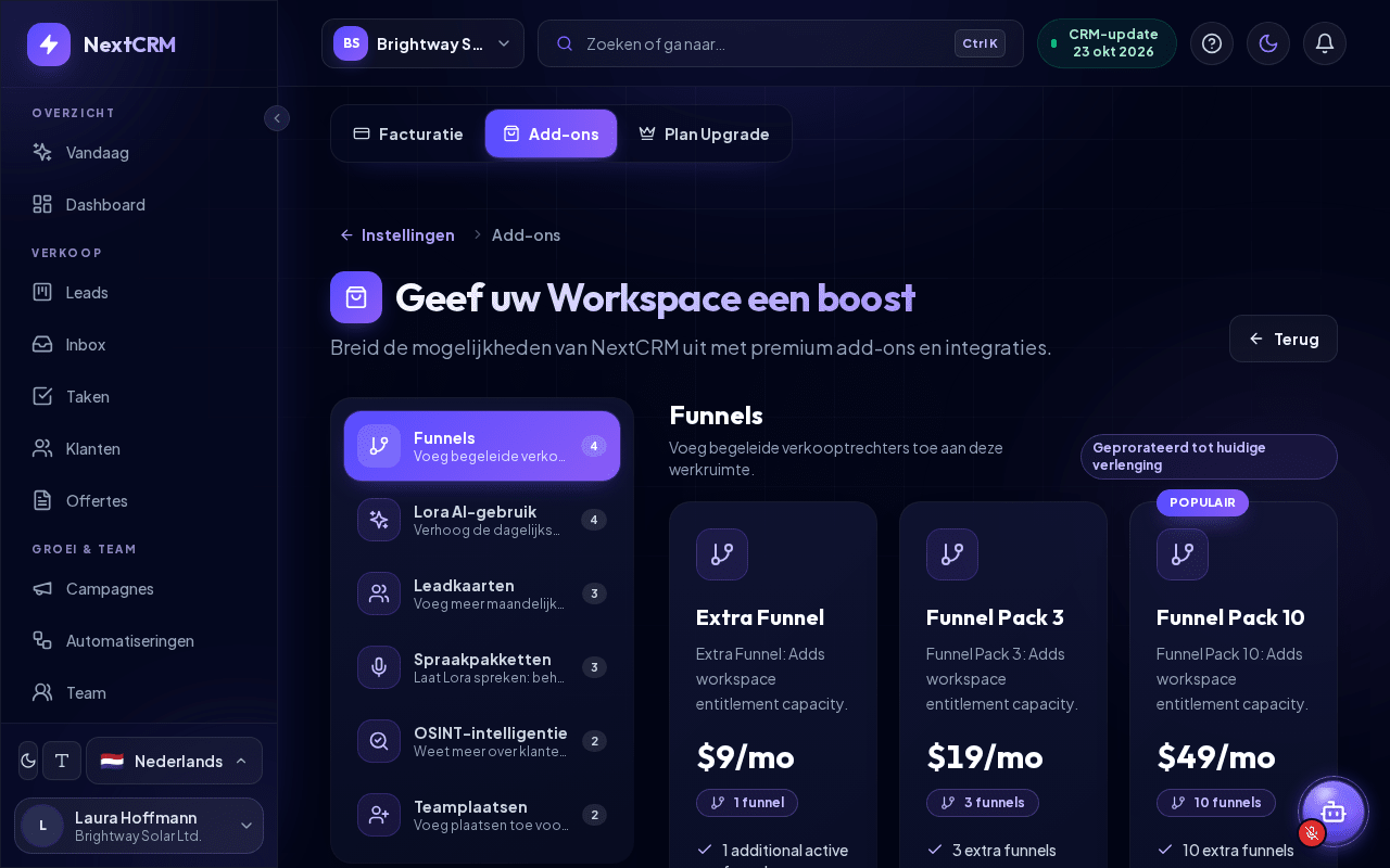 De pagina Add-ons
