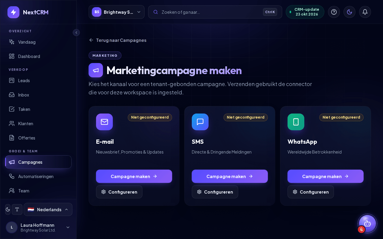 Het campagnekanaal kiezen