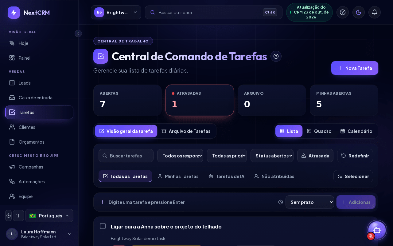 Central de Comando de Tarefas